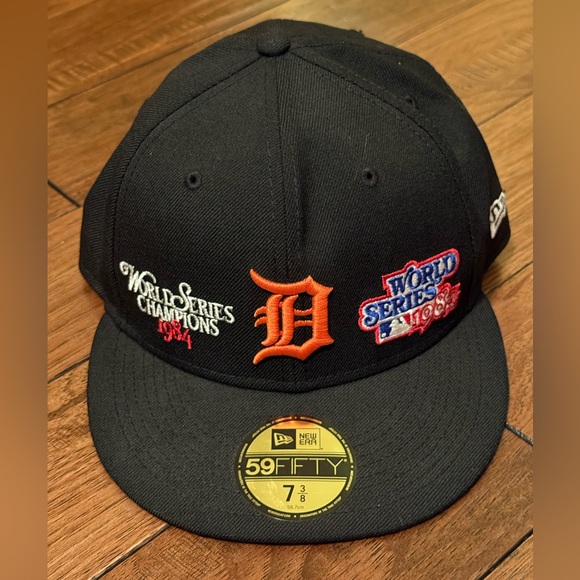 NEW Detroit Tigers World Series 1984 New Era 59 Fifty Black Sz 7‎ 3/8 - Picture 1 of 8
